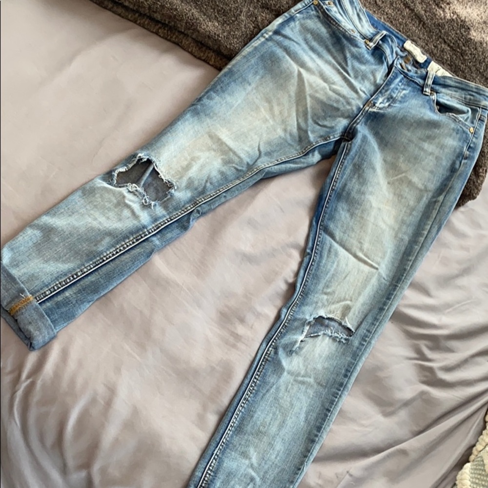 Distressed mom jeans